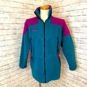 Columbia Vintage Retro 90s Teal and Pink Jacket